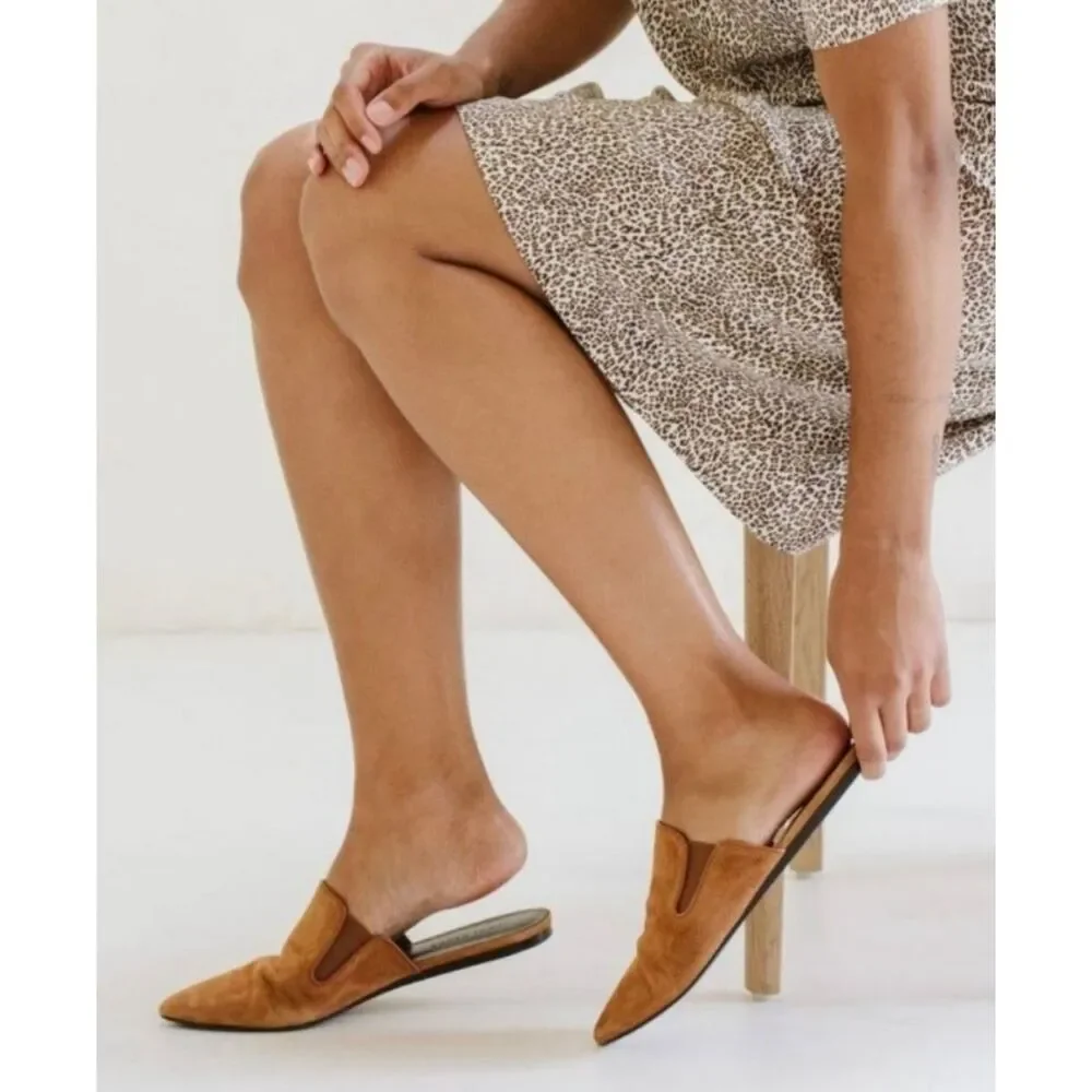 Jenni Kayne Suede Pointed-Toe Mules in Cognac - Picture 4 of 12